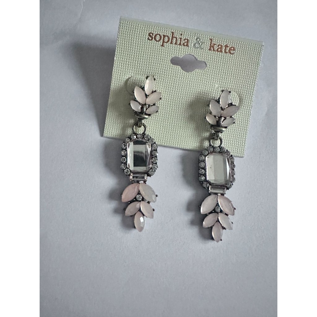 New Sophia Kate Drop Dangle Earrings With Pink Hue Pierced 6$